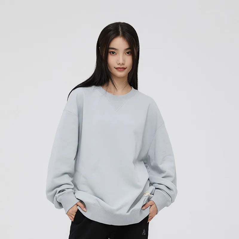 Fun Crew Neck Loose Fit Sweatshirt Unisex Light Gray-2