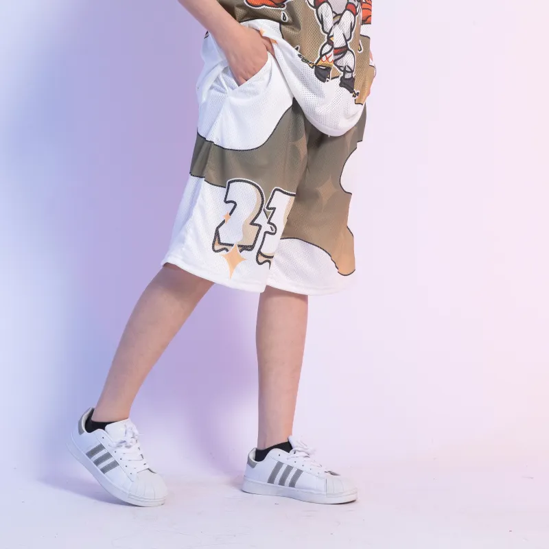 FireMonkey Basketball Shorts Unisex White-3