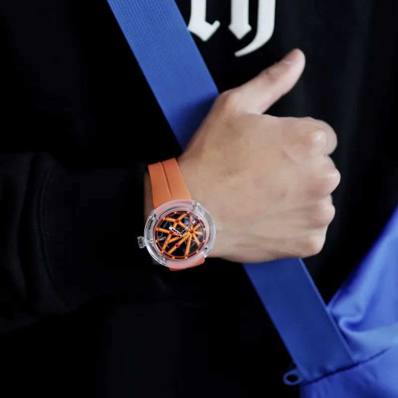 BONEST GATTI Offshore Speed Automatic Mechanical Movement Rubber Strap Watch Men's Watches Orange Watch Dial-3