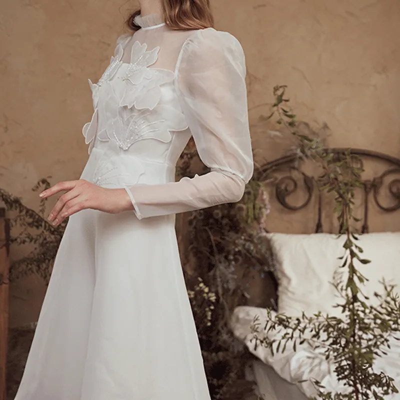 Marie Elie Long-Sleeved Dresses Women's White Purple-5