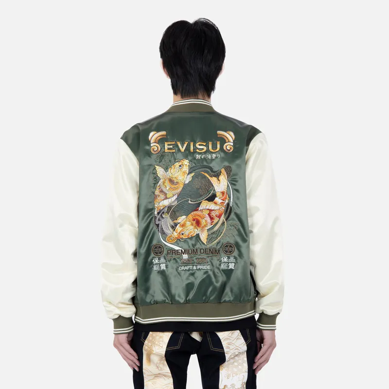 EVISU Baseball Jerseys Men Dark Army Green-3
