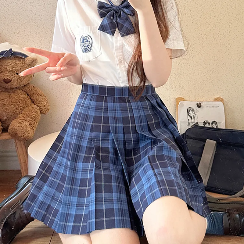 Tokyo Season Casual Short Skirts Women's Whale Fall, Plaid Skirt-21