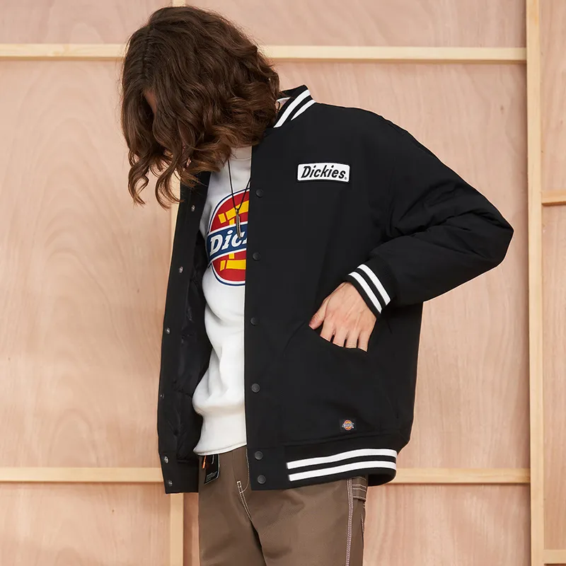 Dickies Stripes Baseball Collar Puffer Jacket Men's Black-5