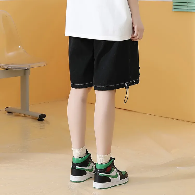 GENANX Casual Shorts Unisex Black Green-3