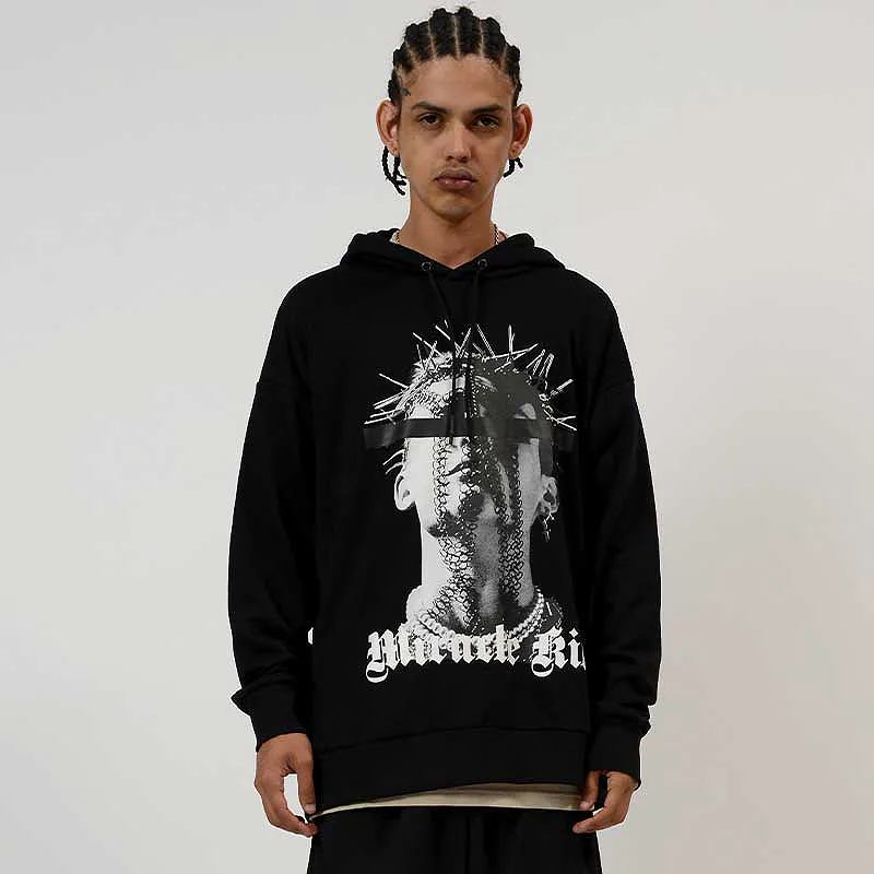 MIRACLE KILL Hooded Loose Fit Sweatshirt Unisex-12