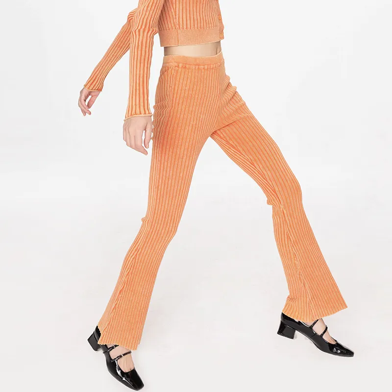 CUBIC Flared Pants Casual Pants Women's Ochre Orange-3