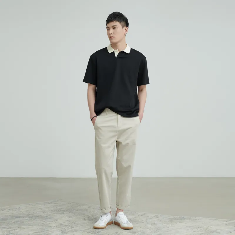 A.B.X Color Block Lapel Short Sleeved Polo Shirt Men's-10