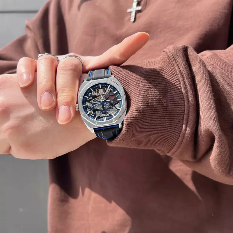 FAIRWHALE Pioneer Collection Men's Watch Automatic Mechanical Movement Rubber Strap Watch Men's Watches Cut Out Dial-4