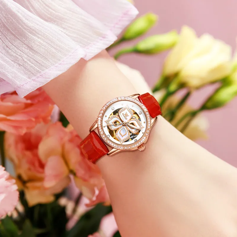 OLEVS Minimalist Series Mechanical Movement Ceramic Strap Watch Women's Watch White Dial-5