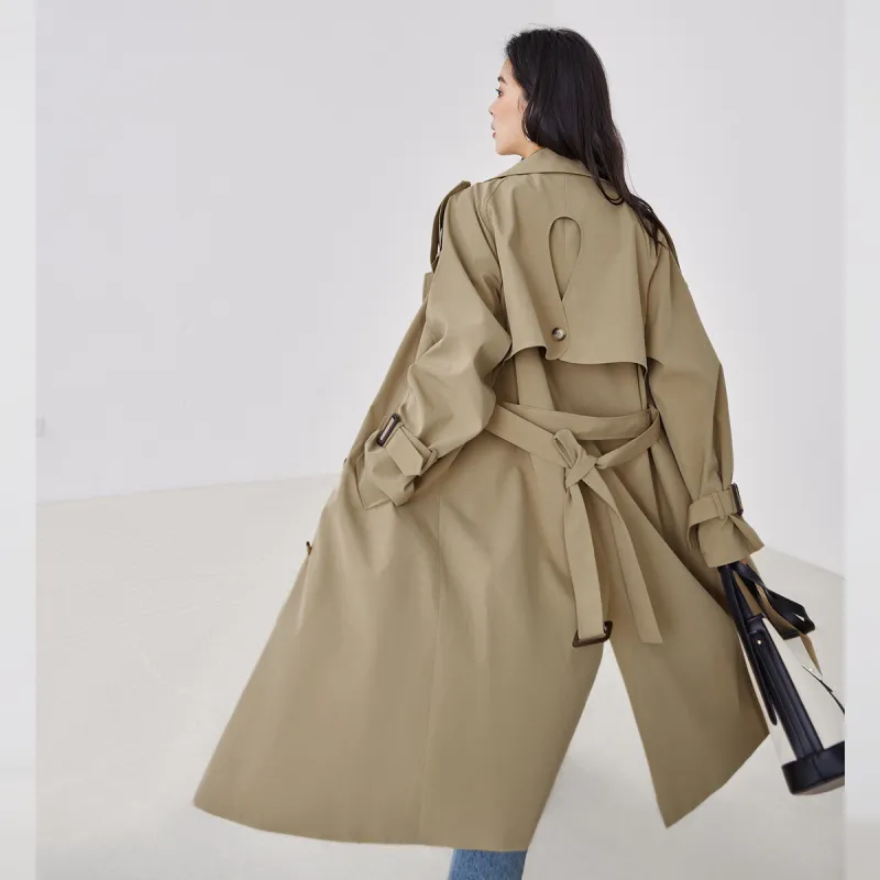 DIALOGUE Trench Coat Women's Classic Khaki-5