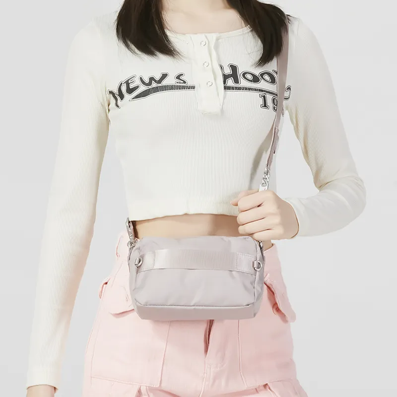 Nike Fabric Sports Bag, Crossbody Bag Regular Unisex Gray Pink-2