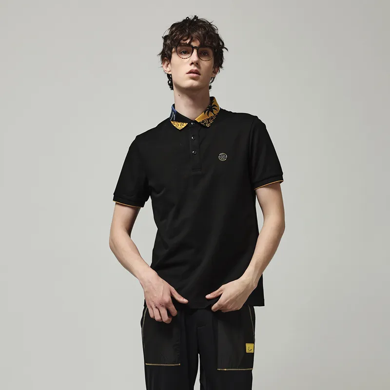 RARE Short Sleeved T Shirts Polo Shirt Men's Black-4