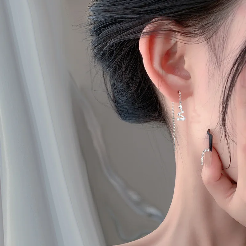 AWD Drop Earrings Women's Silver-1