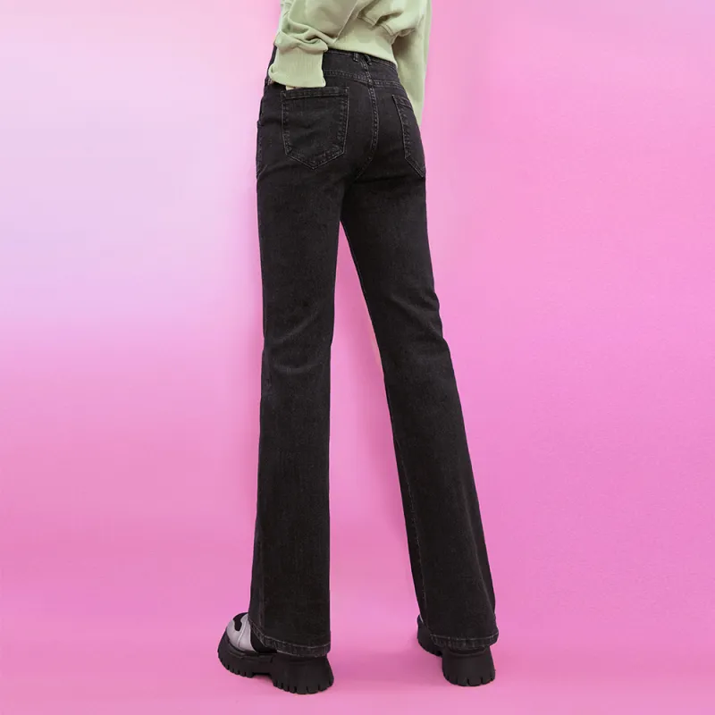 SEENFAAN Flared Pants Jeans Women's-2
