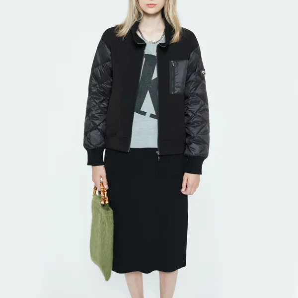 DKNY FW22 Solid Color Stand Collar Down Jacket Women's Black-11