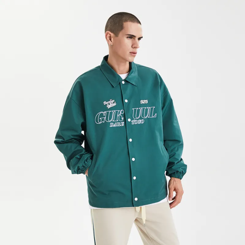 GUKUUL Loose Fit Jacket Fall Unisex Gray Green-5