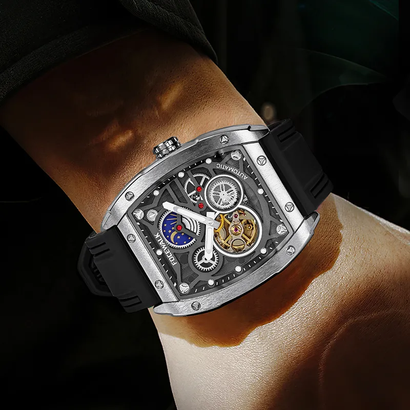 FOCEWALK Three Kingdoms Cao Wei Mechanical Movement Stainless Steel Watchband Watch Men's Watches Green Dial-1