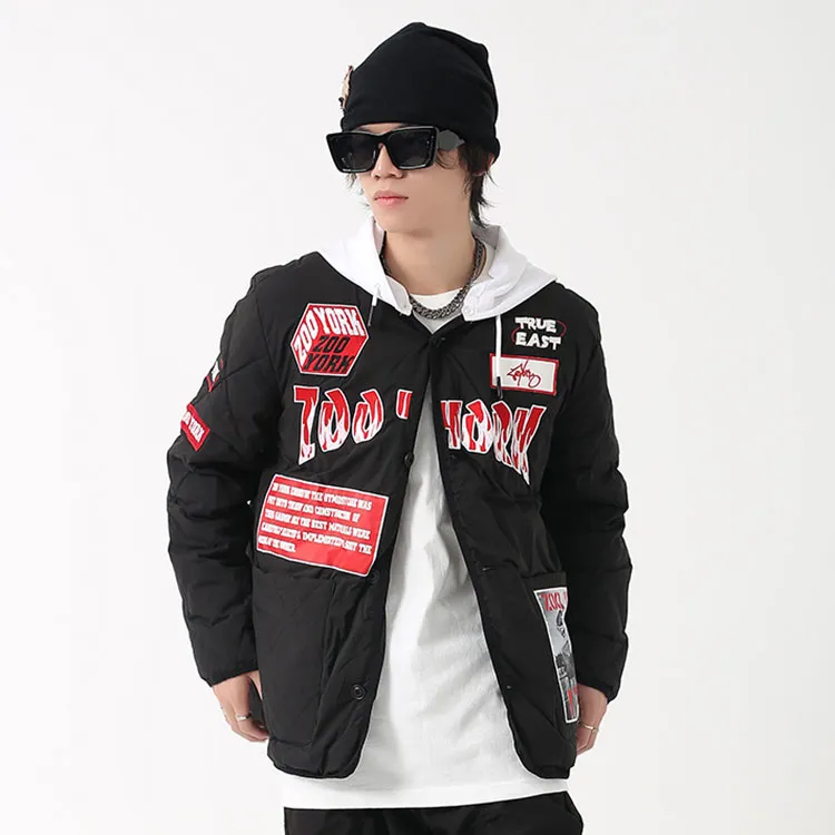 Zoo York Figure Print Letter Shape Abstract Pattern Baseball Collar Loose Fit Thickened Puffer Jacket Unisex-3
