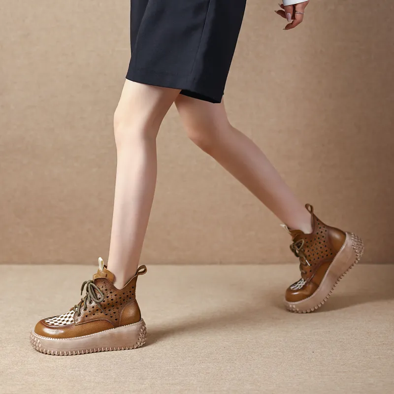 OCCAMAN Ankle Boots Women's High Top Cameo Brown/Khaki-9