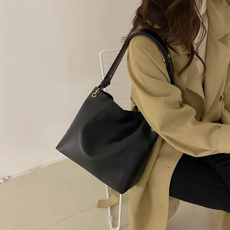 MARKANGARO PU Leather Tote Large Size Women's Brown \ Black-10