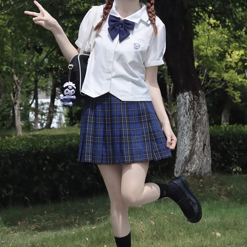 Tokyo Season Casual Short Skirts Women's Green Vine High School Plaid Skirt-5