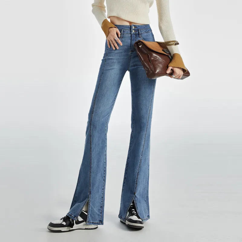 MEETLADY Flared Pants Jeans Women's-9