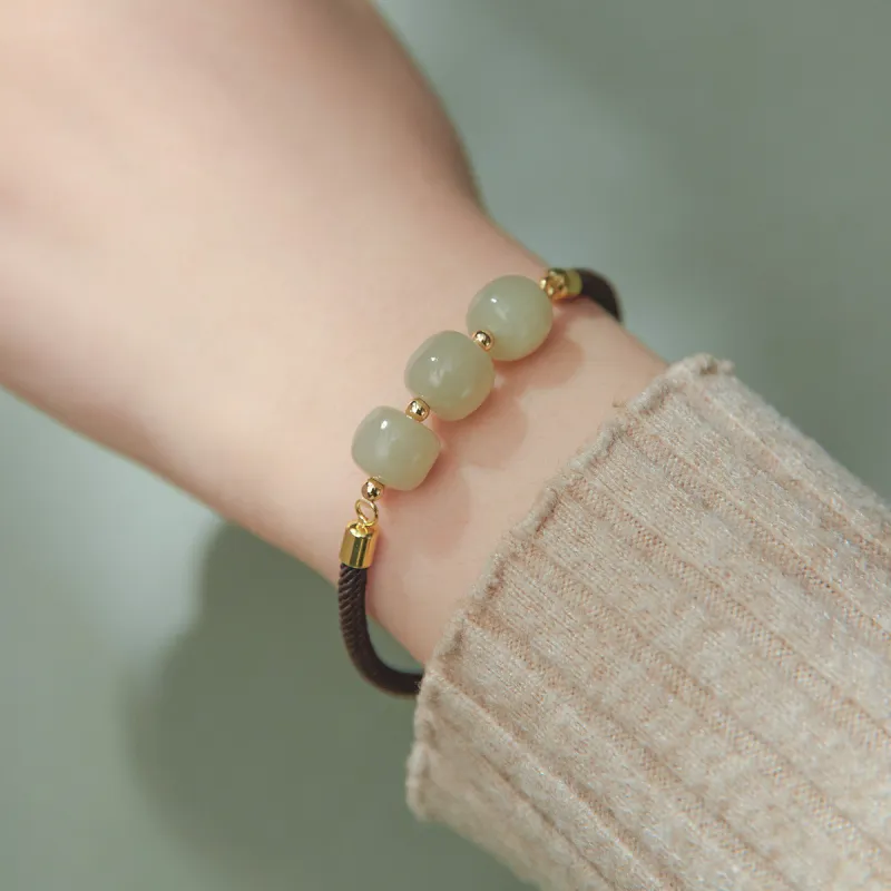 AGOVSKI Hetian Jade Bracelets Pale Greenish White Jade Women's-5