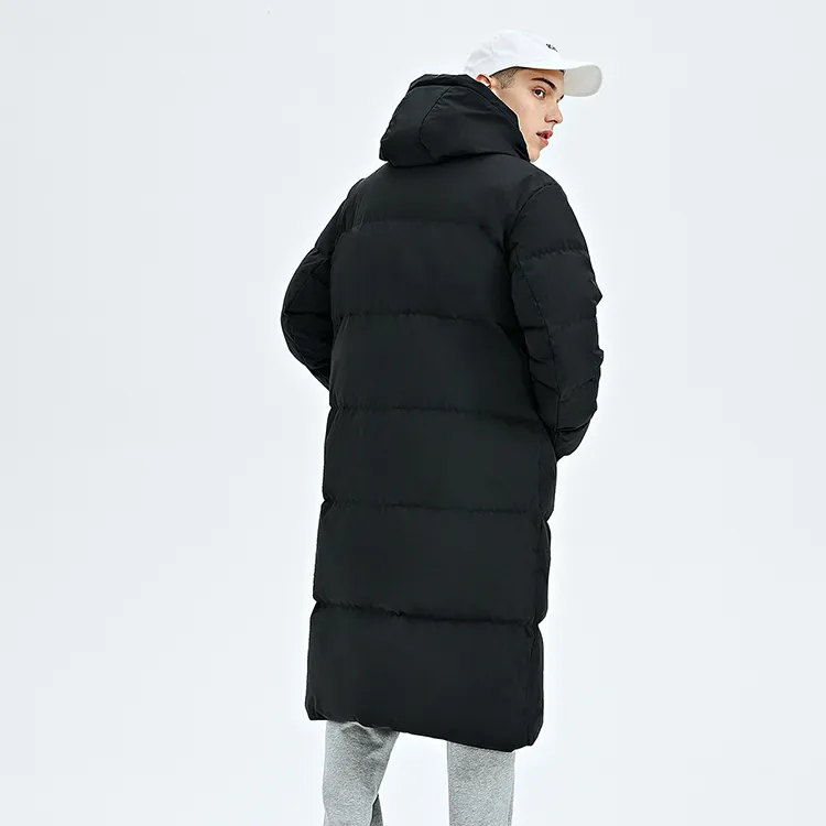 Kappa Solid Color Hooded Long Down Jacket Men's-3
