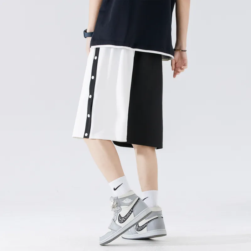 BEENTRILL Casual Shorts Unisex Black/White-4