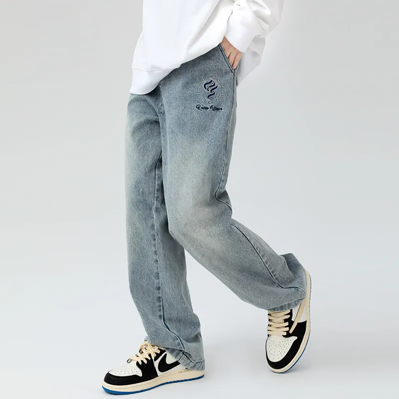 QISENYAR Wide Leg Jeans Women's Blue-4