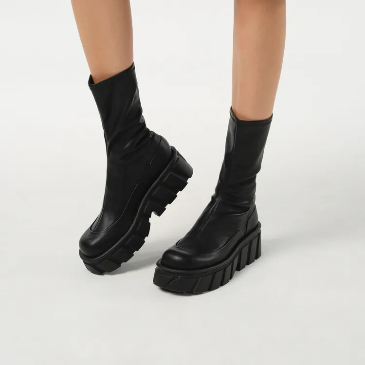 CHARLES&KEITH Ankle Boots Women's Black/Composite Color/Milk White-3
