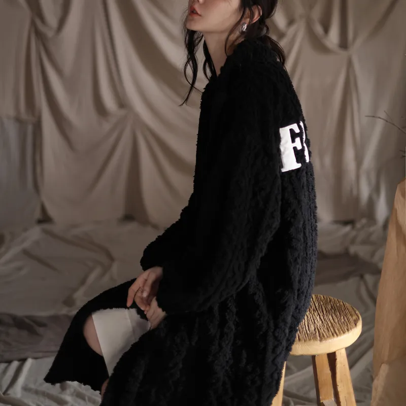 Same Language Bath Robes Women's Obsidian Black-1