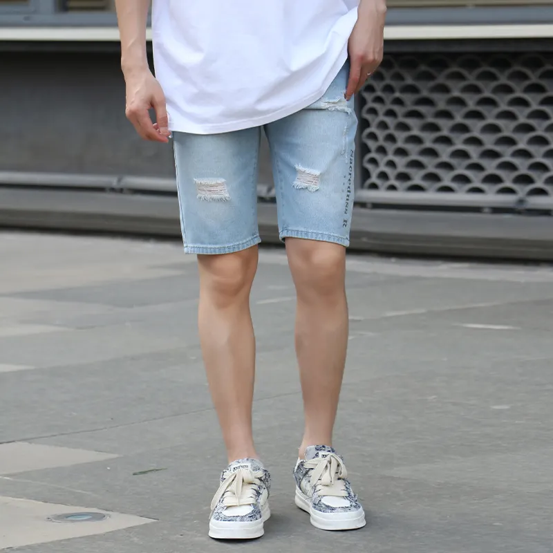 Sacrednss R Denim Shorts Unisex Light Blue-2
