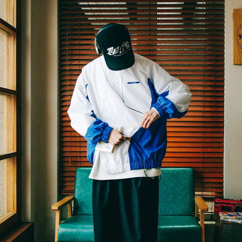 YAOJIUJIUQI Loose Fit Jacket Unisex Blue-3