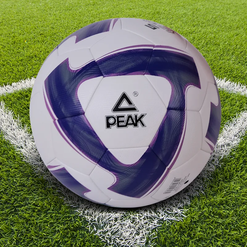 PEAK Size 5 Soccer PU Machine Stitched Soccer Ball Unisex White Purple-5