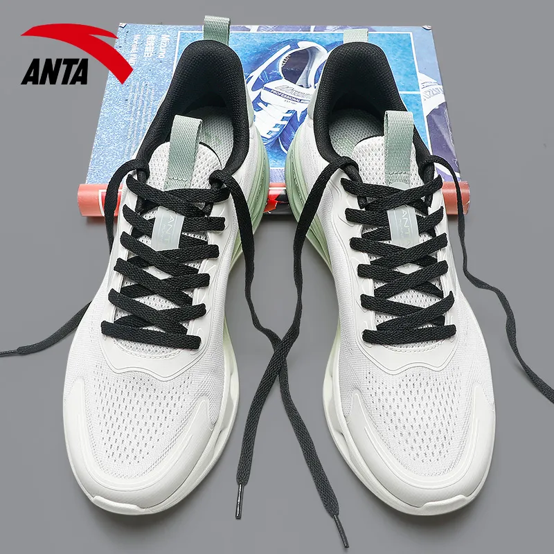 Anta Energy Ring Cushioning Anti Slip And Wear Resistant Low Top Running Shoes Men's White-6