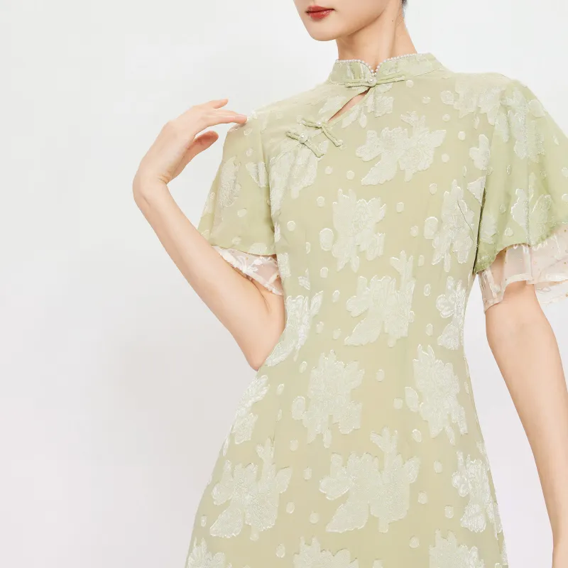 JINYE ORIENTAL Cheongsam Women's Mulberry Green-2