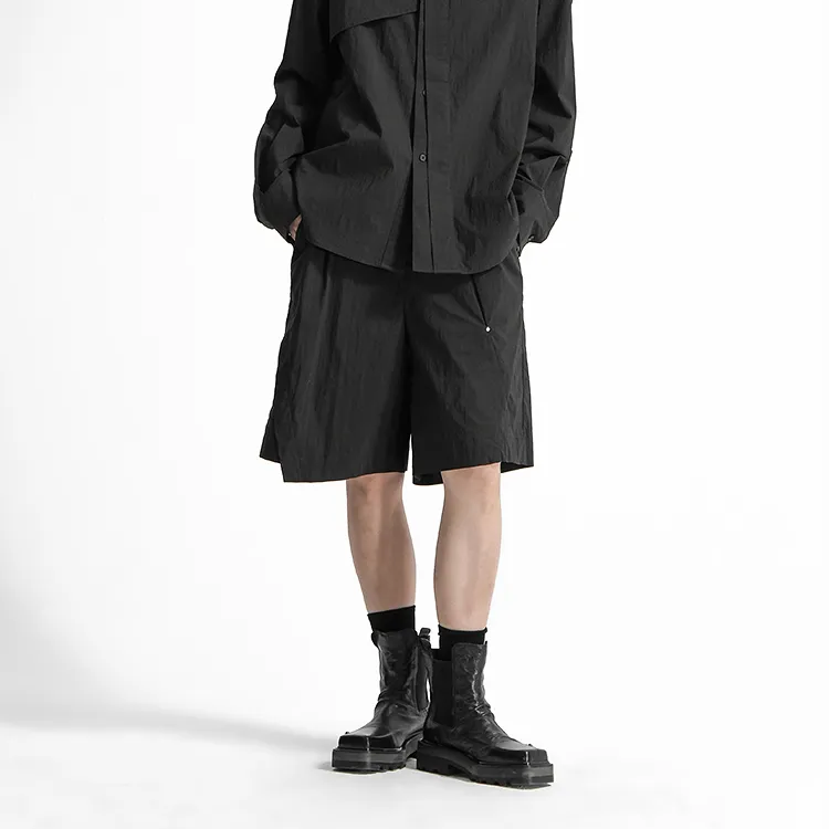 HUANXIANGZHE Casual Shorts Unisex Black-3