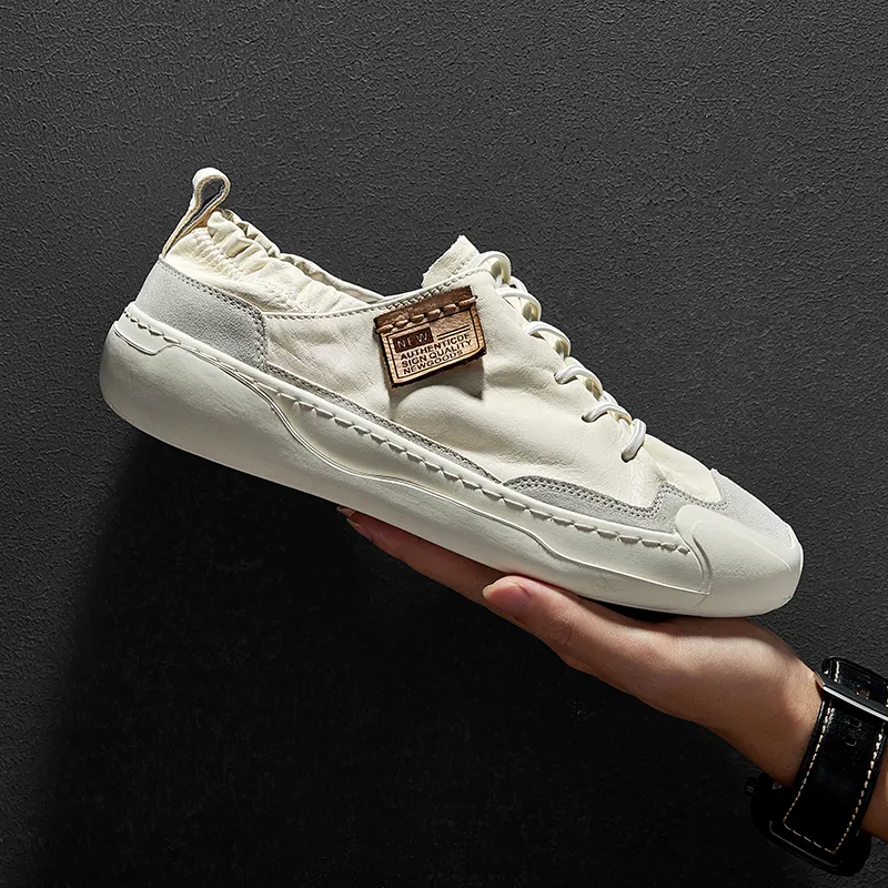 Hautton Jeans Stylish Skateboarding Shoes Men's White-4