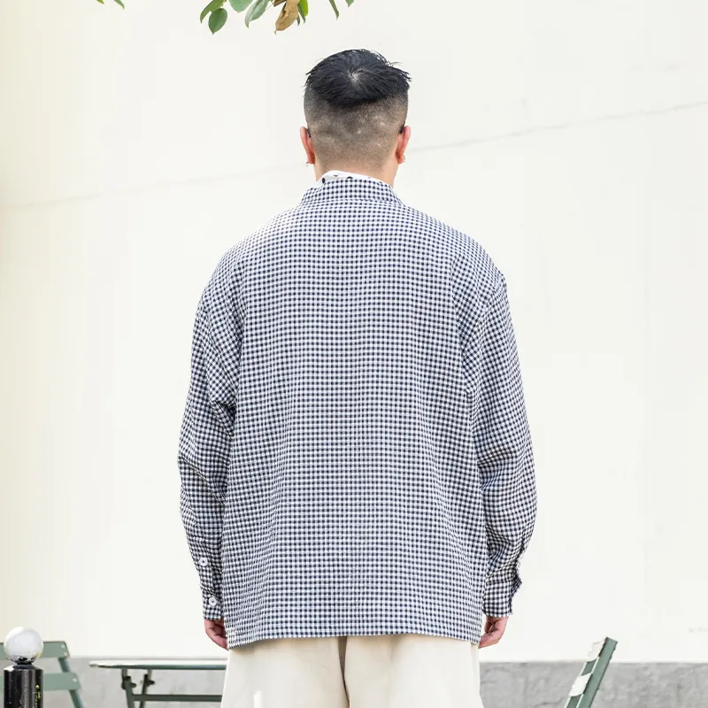 WAYNEXZAVIER Shirts Men Black White Plaid-5