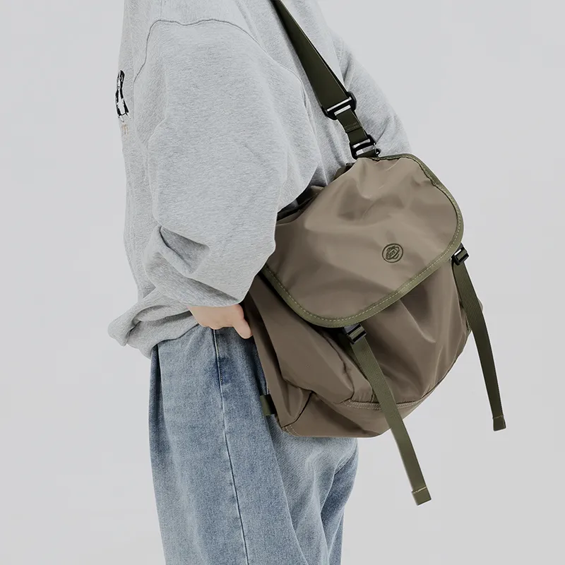 MYEDITION Nylon Messenger Bag Travel Bag Unisex Black-28