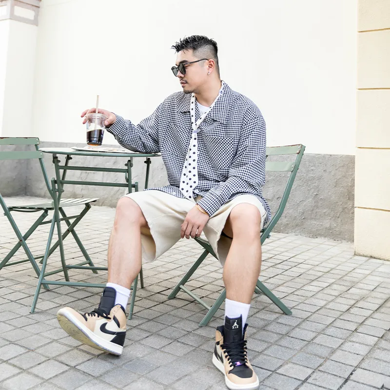 WAYNEXZAVIER Shirts Men Black White Plaid-3
