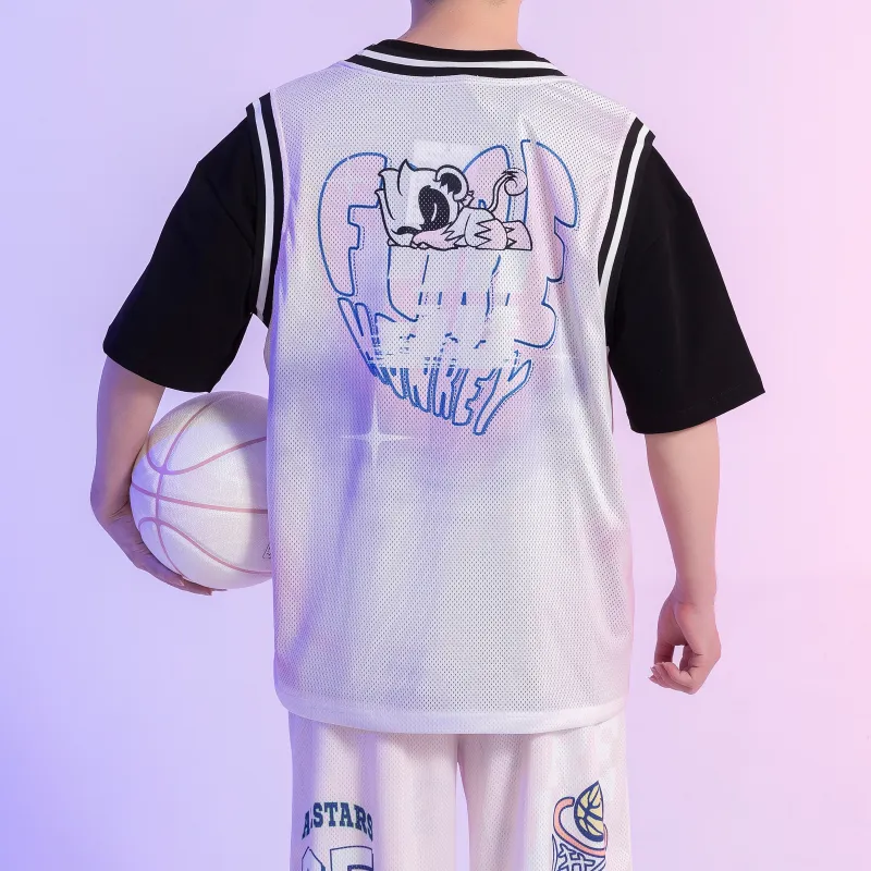 FireMonkey Basketball Jerseys Unisex Pink Blue-3