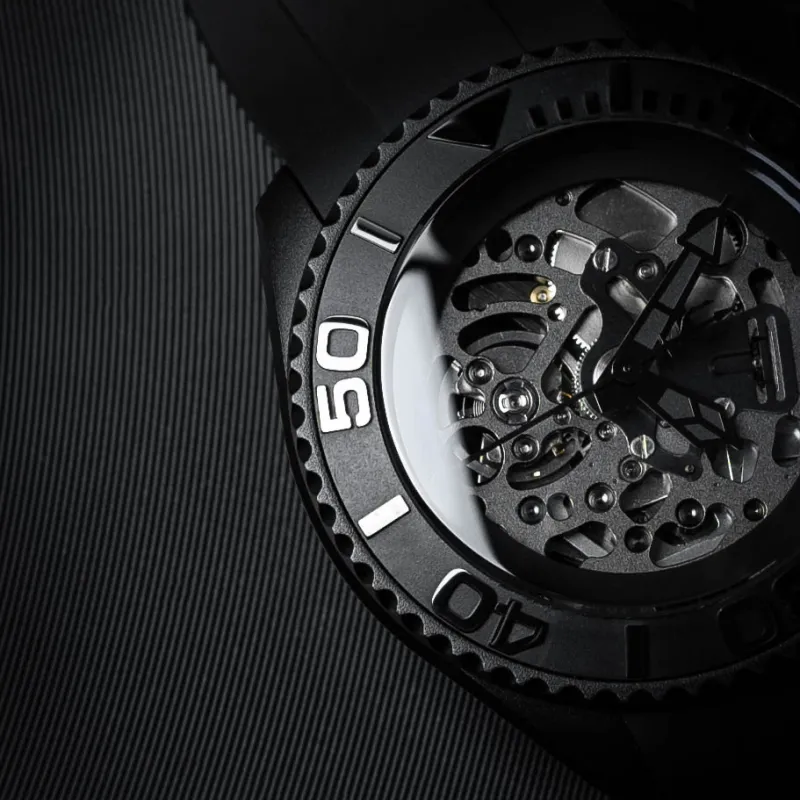 VENCREW Leviathan [Black Warrior] Automatic Mechanical Movement Watch Unisex Cut-Out Dial-1