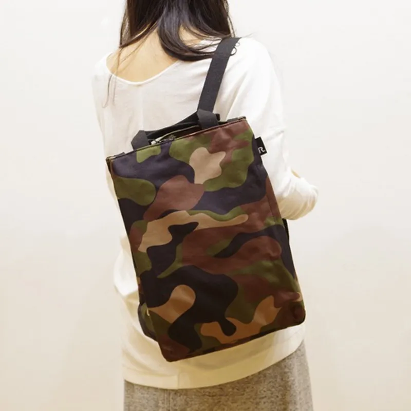 ROOTOTE Polyester Tote Bag, Shopping Bag, Backpack, Shoulder Bag, Handbag Medium Size Unisex Camouflage-2