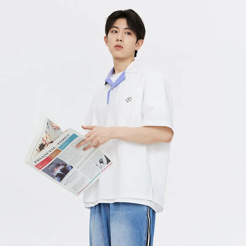 CONKLAB Letter Plant And Floral Loose Fit Polo Shirt Summer Unisex-2