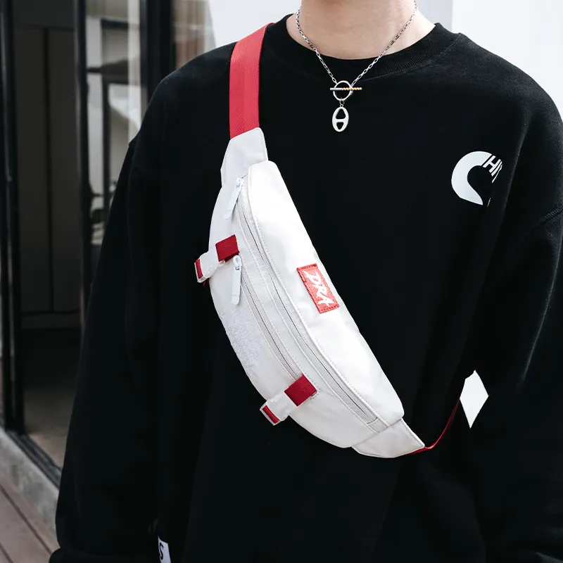 DRACONITE Polyester Shoulder Bag, Sling Bag, Crossbody Bag, Fanny Pack Regular Unisex Gray Red Contrast-3