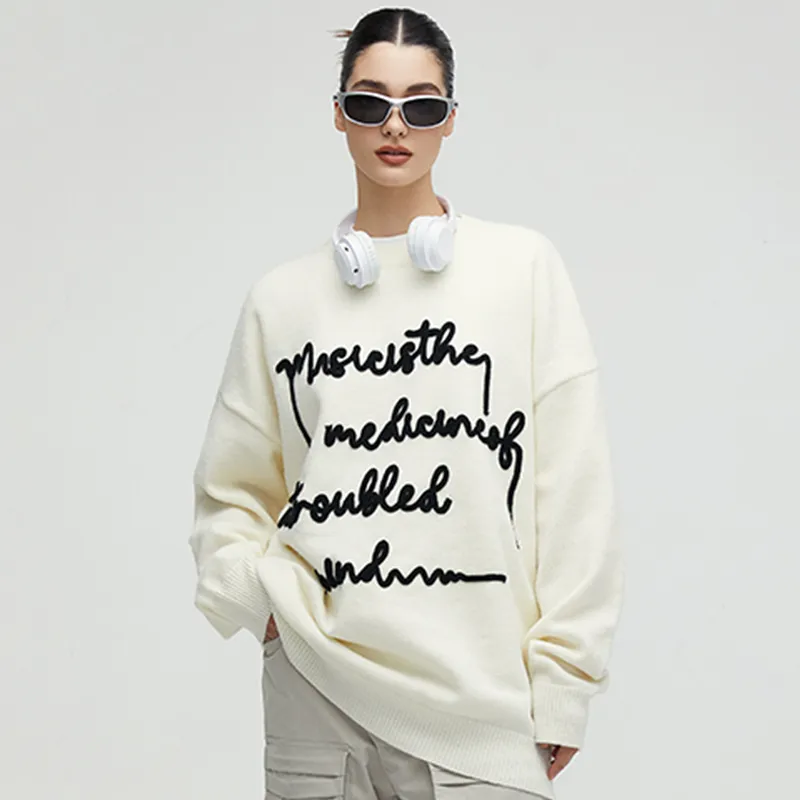 A Chock Sweater Unisex Milk Tea White-4