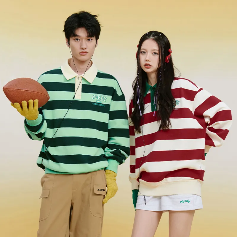 Nerdy Sweatshirts Unisex Red And White Stripes-2