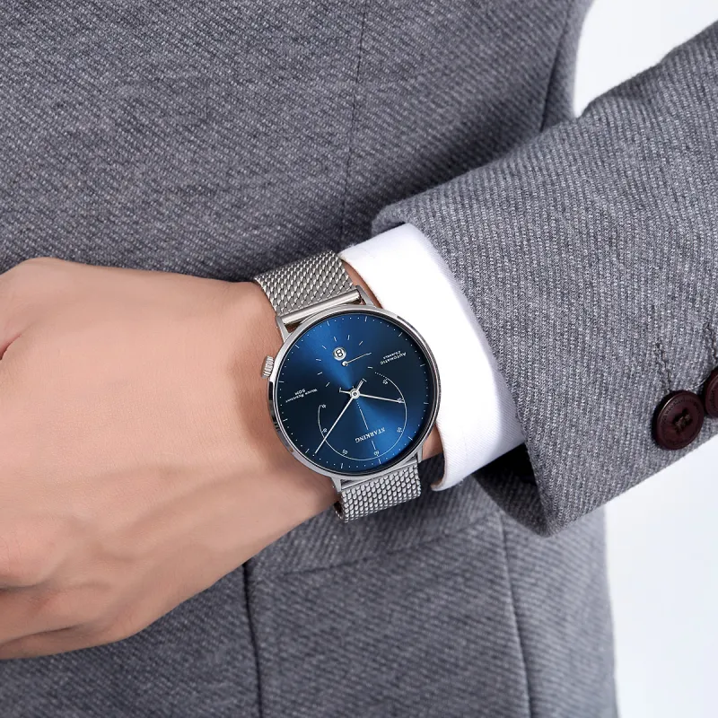 STARKING Handsome Collection Automatic Mechanical Movement Stainless Steel Watchband Watch Unisex White Dial-2